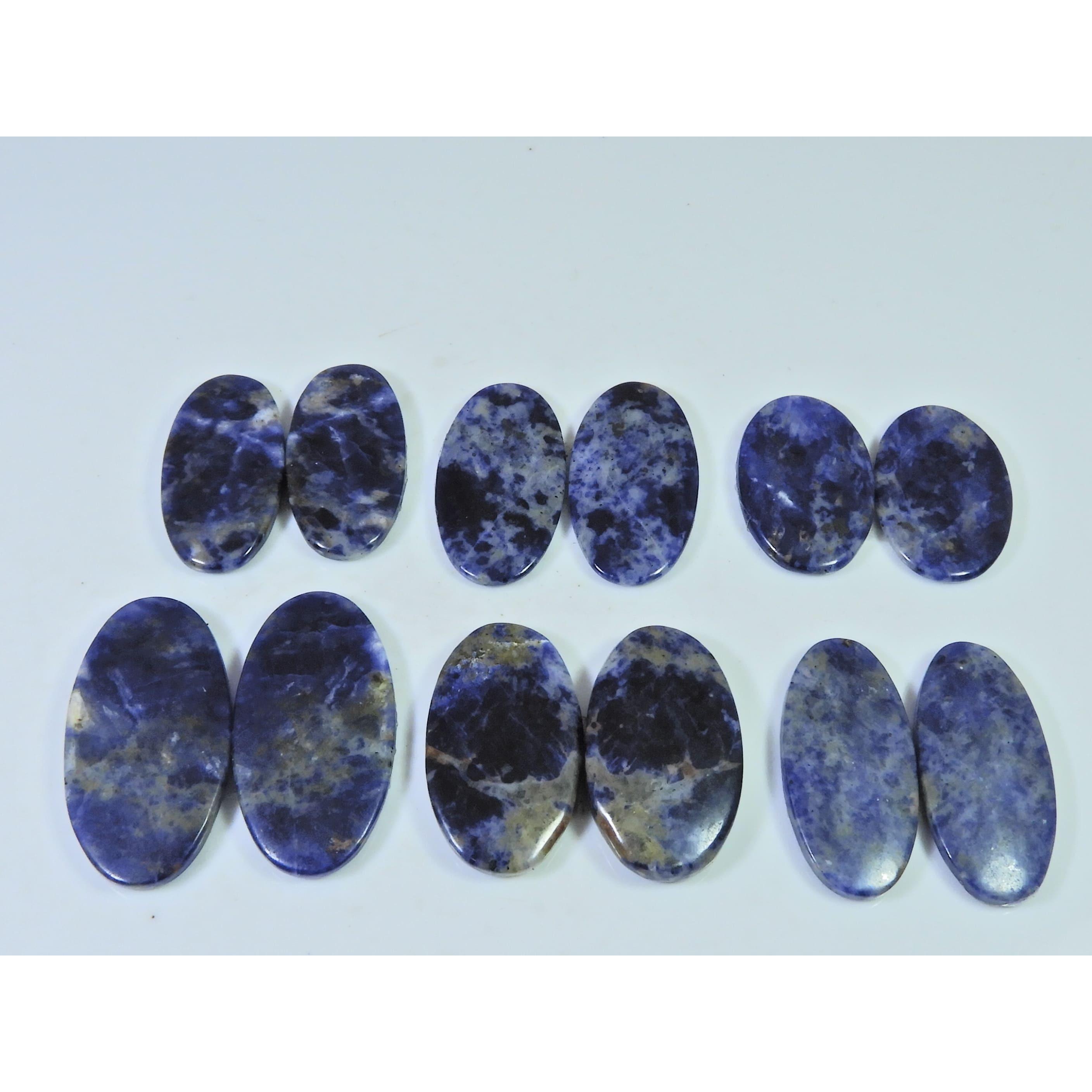 216Cts.Natural Sodalite Matched Pair Oval Cabochon Loose Gemstone 6 Pair Lot C-1510
