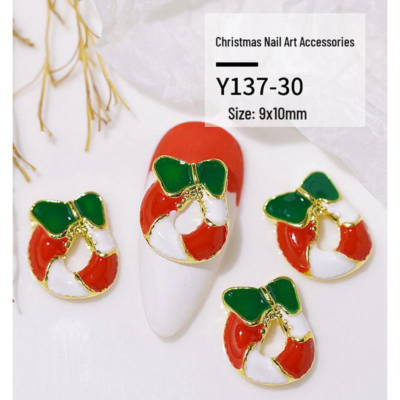 Christmas Alloy Nail Art Decor: Cartoon Santa, Bells, Reindeer, Snowflakes & Rhinestone Accessories