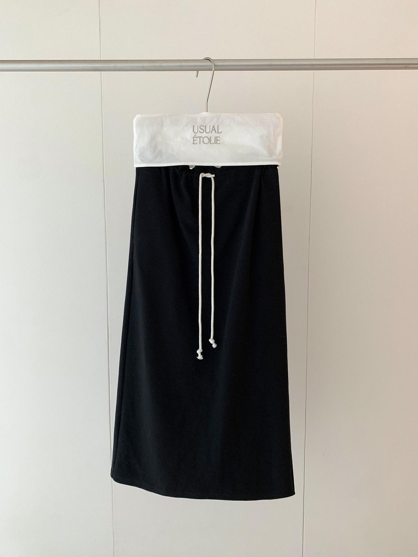 

Qiumeng Women s Casual Midi Skirt with Drawstring Waist Small чёрный