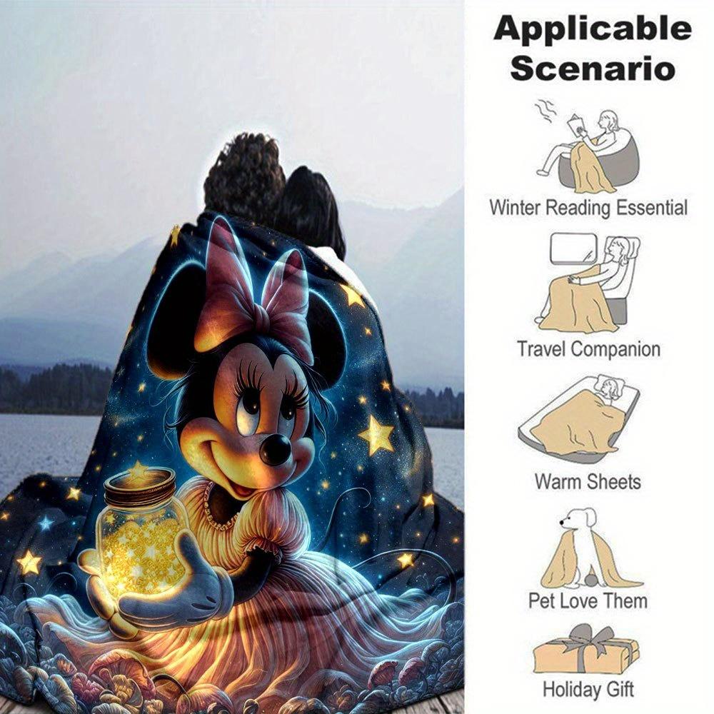 1pc, Magical Starry Night Minnie Mouse Throw Blanket - Soft and Cozy Home Decor for Room or Living Roomz012