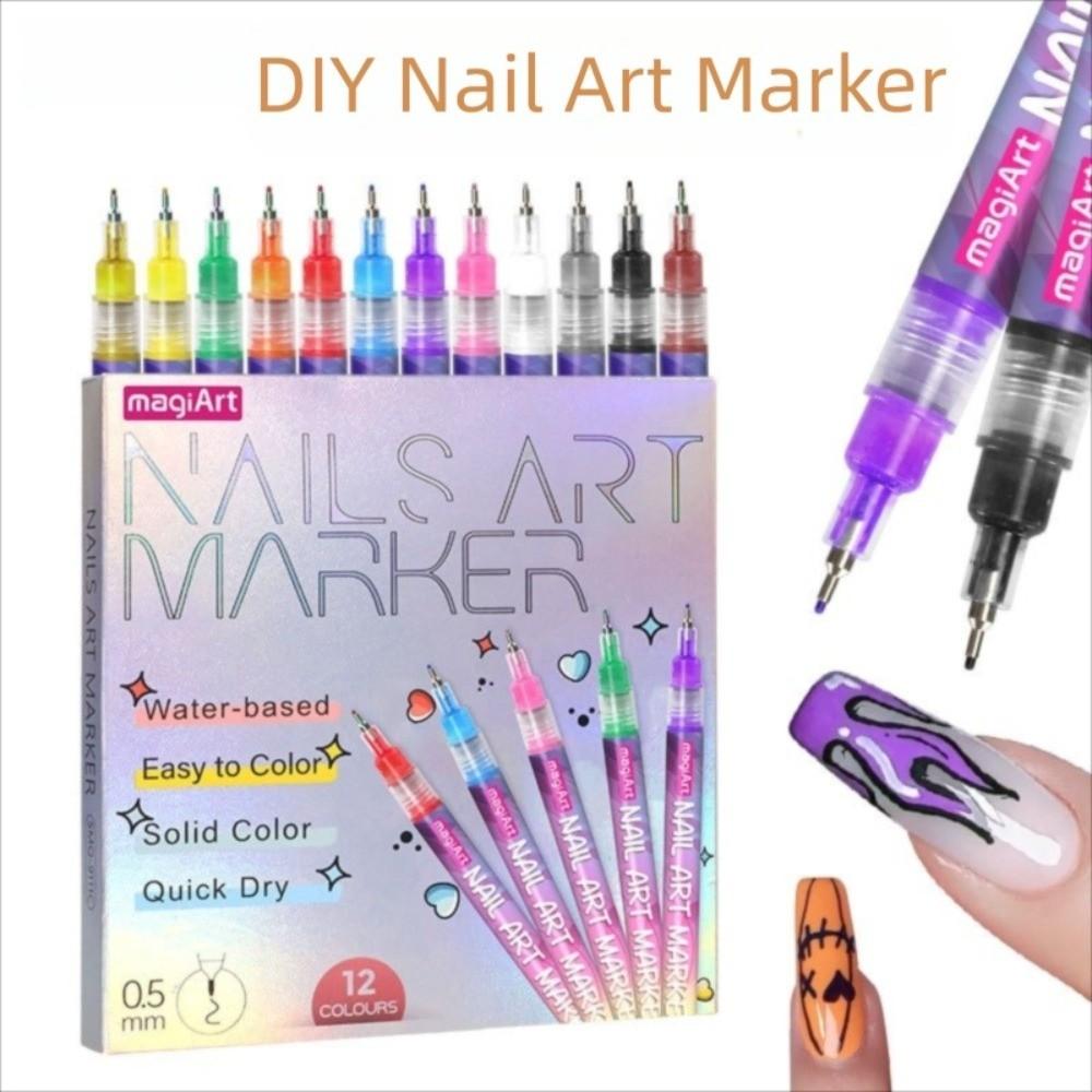 12 Colors Nail Art Graffiti Pen DIY Nail Art Pens Set New Nail Art Marker