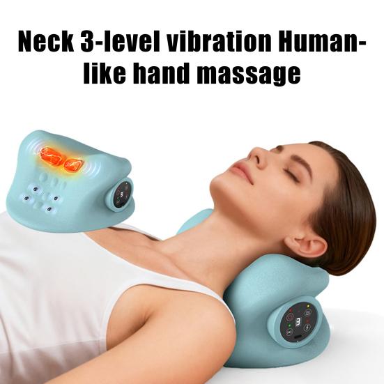 Cervical Massage Pillow Portable Wireless Neck Massager Heat & Shiatsu Ergonomic Neck Support for Home Office Travel