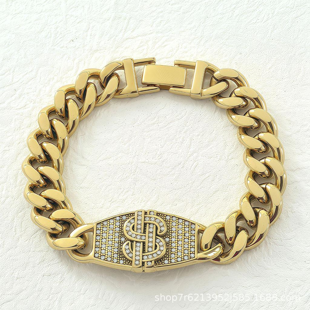 Bransoletka ze stali nierdzewnej miedzi w stylu hip-hopowym kubańskim z czaszką, odpowiednia do codziennego noszenia dla mężczyzn.