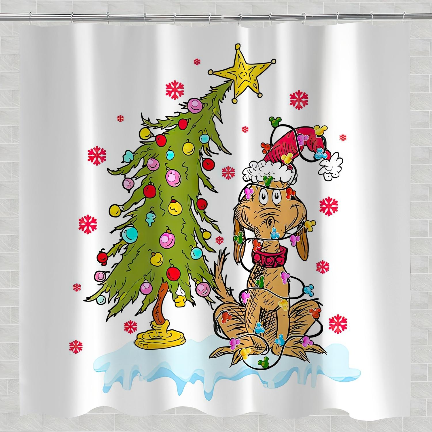 

Christmas Festive 1Pc Shower Curtain - High Quality Polyester Bathroom Decor With Hooks, Cute Holiday Design W60H190(CM)-1 Pcs