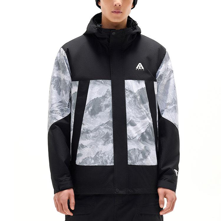 Anta Drei-in-Eins Fleece Kapuzenjacke Herrenjacke Basic-Schwarz Reinweiß 952347610-3