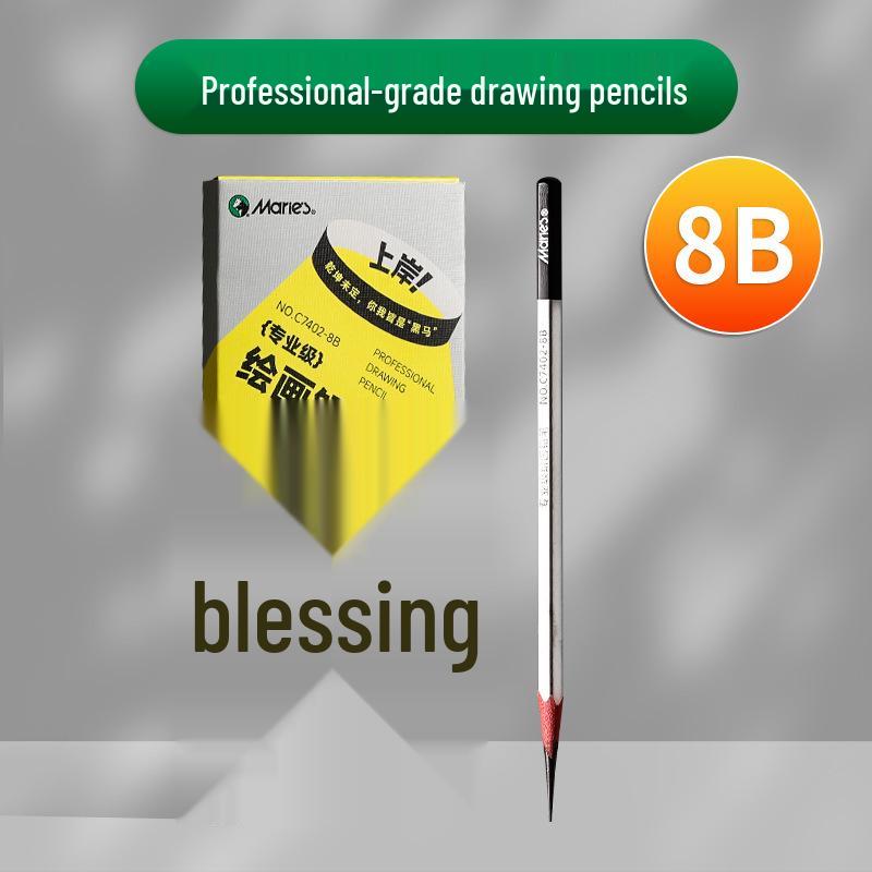 Mali Student Sketching & Drawing Pencil Set: Includes 2B, 4B, 14B soft, medium, hard, and charcoal pencils ideal for art exams.