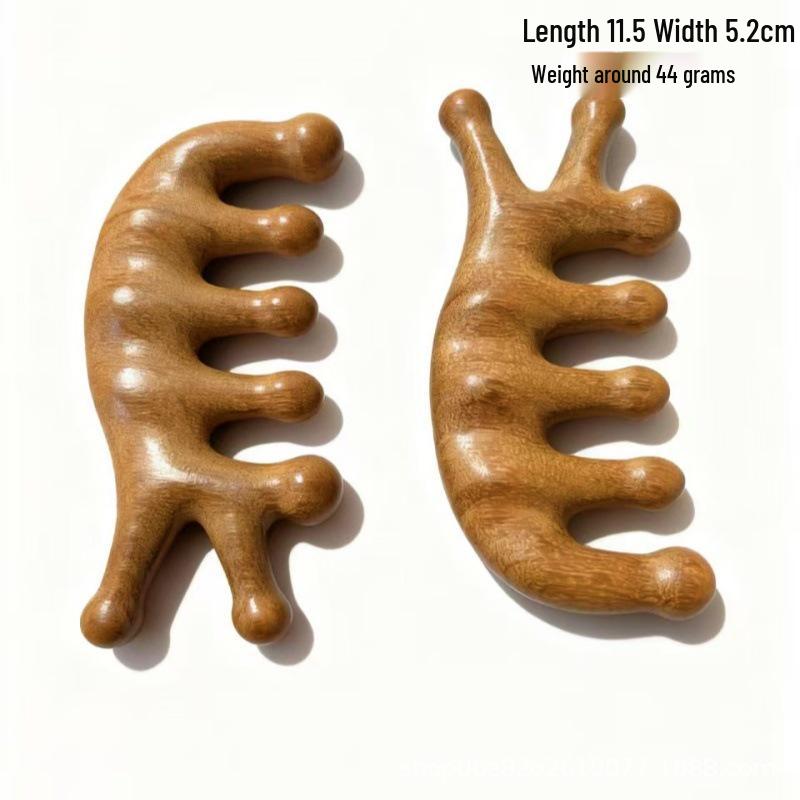 Natural Sandalwood Massage Comb Set - Five-Tooth and Seven-Tooth Meridian Scalp Therapy Comb