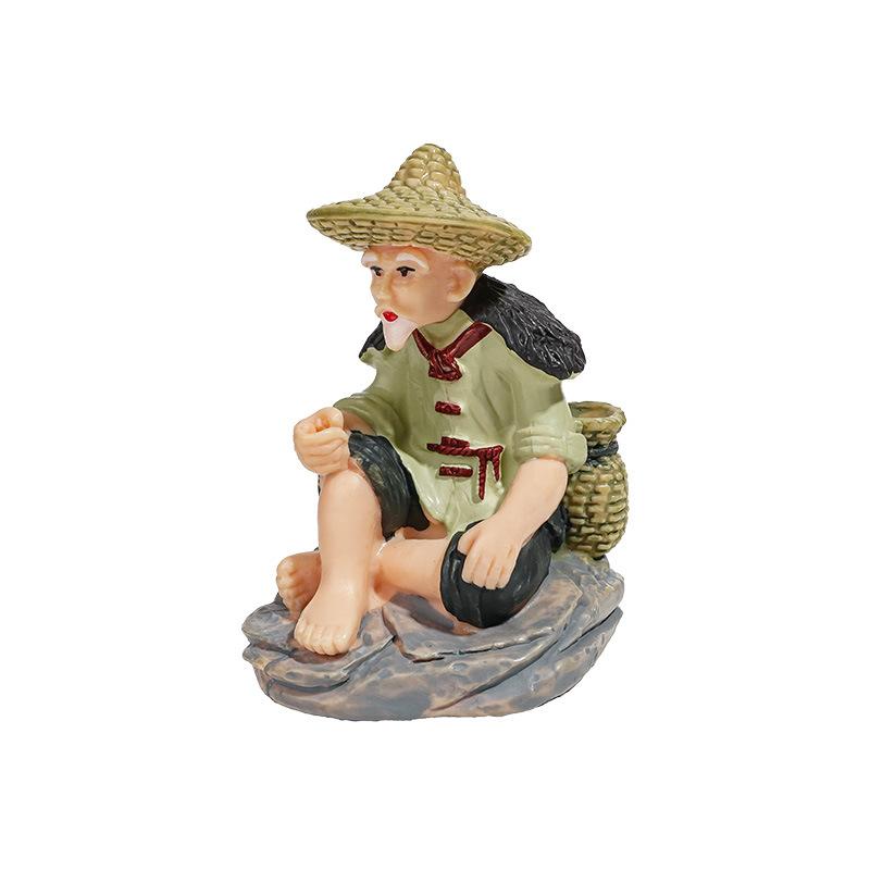 1 Ensemble Artisanat d'Aquarium Pêcheur Figurine en PVC Ornement de Pêche Pour Table Décoration de Pêche Accessoires de Maison de Poupée