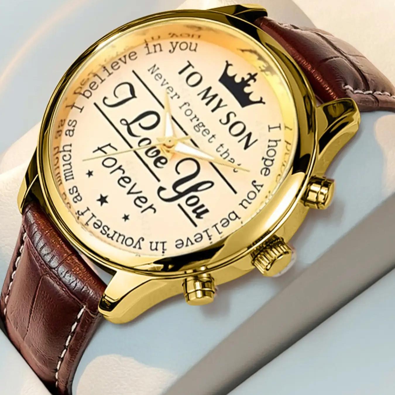 

New Fashion Trend Sentiment Disc Watch Classic Retro Belt Quartz Men s Watch золотой