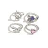 Shiny Sun Moon Ring Set Vintage Gold Tone Adjustable Finger Jewelry Retro Stackable Rings  Teenager