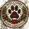 Welcome Paw Print Sign. 8x8 Inch Round Aluminum Decor for Bars, Cafes & Clubs.
