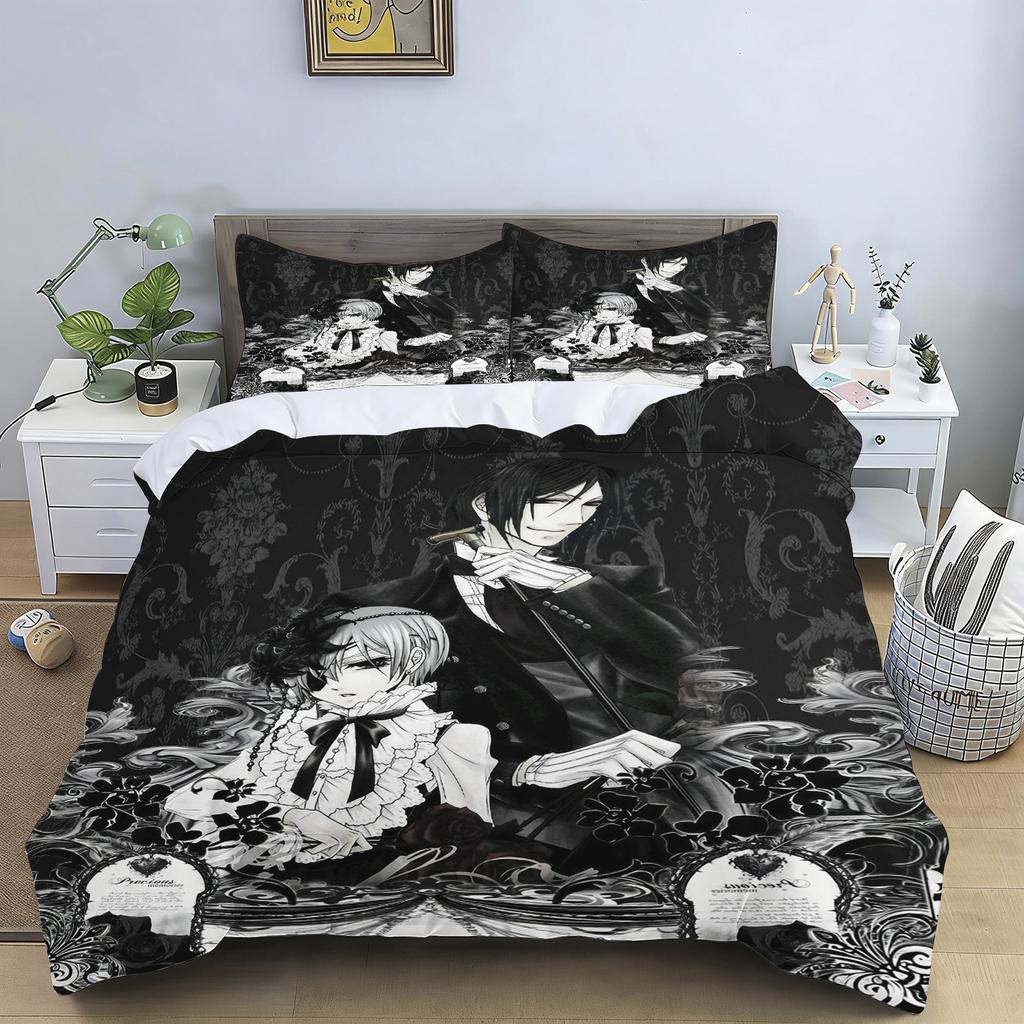 2/3pcs Bedding Set Cartoon Japanese Manga Black Butler Duvet Cover Childlike Bedroom 100% Polyester Adult Gift