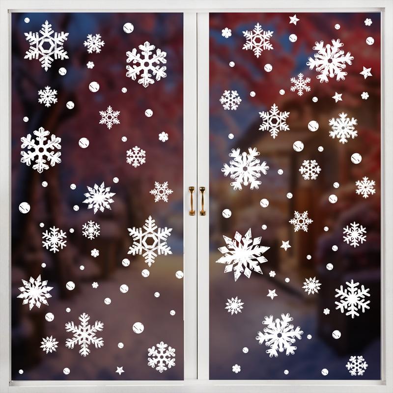 114Pcs/Set Christmas Snowflake Stickers Decoration Set, White Christmas Theme Stickers, Winter Snowflake Party Stickers