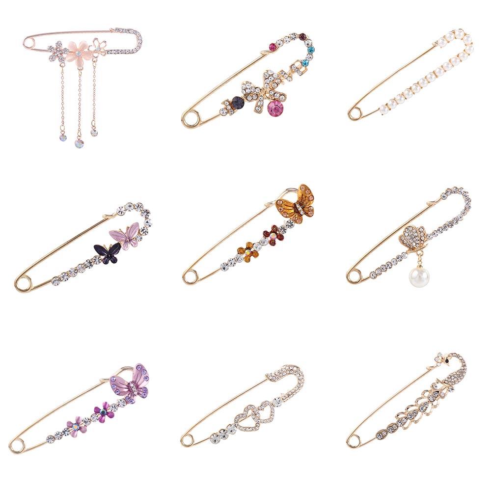 Fashion Butterfly Bow Enamel Zinc Zinc Alloy Flower Safety Pin Brooches Pin Corsage Accessories Jewelry
