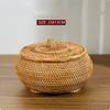 1PC Handmade Woven Fruit Basket Exquisite Snack and Fruit Tray Large-sized Rattan Snack Storage Basket Kitchen Bread Basket