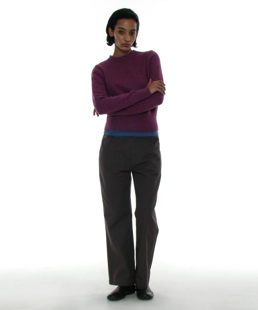 PARTIMENTO WOMEN Gradient Wide Rib Knit Crew Neck_Plum