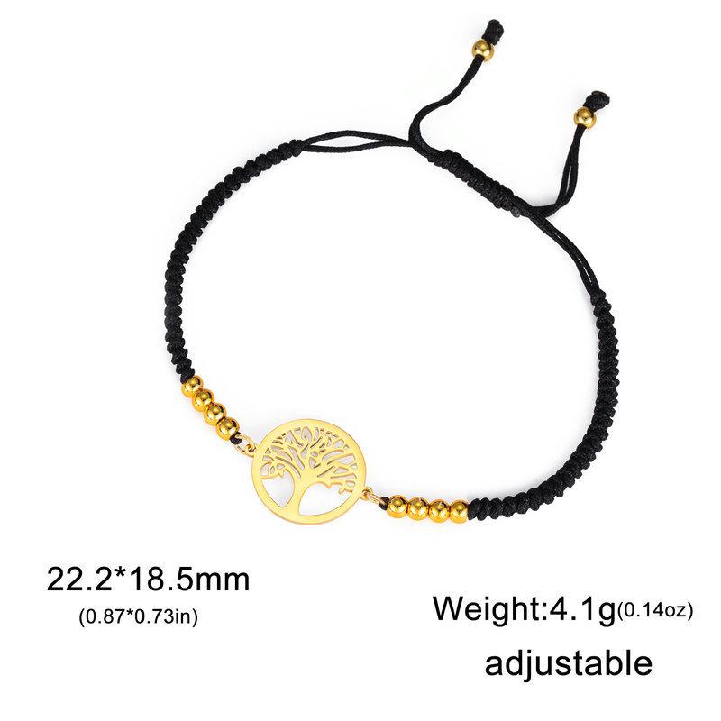 Adjustable Red Cord Bracelet With Hollow Tree Of Life Round Pendant Versatile Metal Chain Jewelry For Women And Men