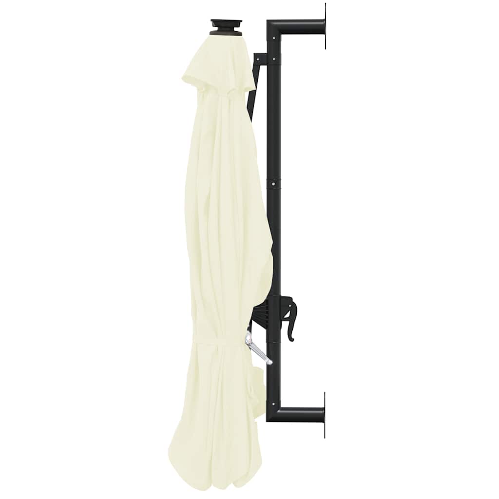 Wall Mounted Parasol with LEDs 300 cm Sand White