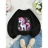 European Sizes Kids' Crewneck Sweatshirt - Unicorn with Pink And Blue Mane , Sportswear And Casual Wear, Soft And Comfortable, Children's Clothing