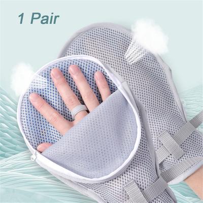 1Pair Breathable Restraint Gloves Zip-Up Bed Restraints Mitts Dementia Patients Elderly Autistic Child Hand Protective Gloves