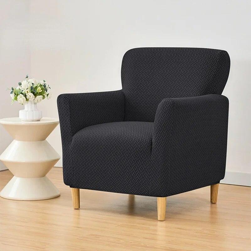 T-shaped Jacquard Tub Chair Cover Armchair Slipcover for Living Room Bedroom Office Elastic Single Sofa Covers Home Bar Counter