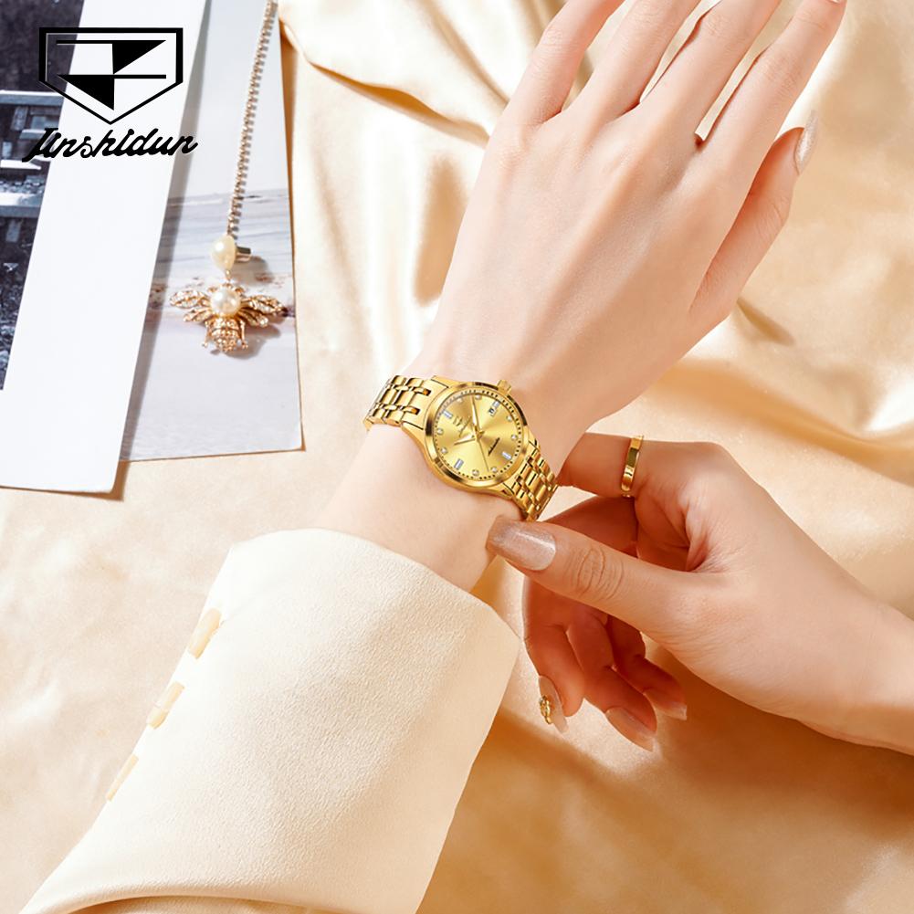 JSDUN 8841 Uhr Für Damen Diamant-Skala Mechanische Damen Uhr Hohe Härte Spiegel Wasserdicht Kalender Elegante Damenuhren