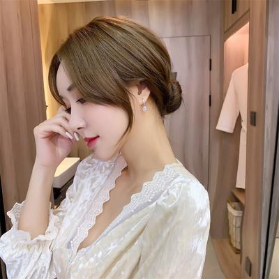 Women Earring Pendant 925 Silver Luxury Micro -Inlaid Zircon Pair Silver Color Ear Studs Piercing Hoops Earrings Jewelry Gift
