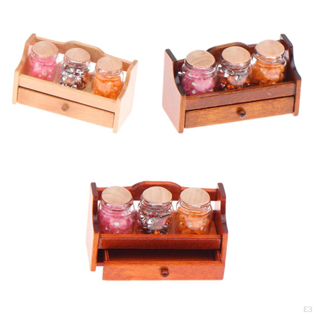 1/12 Candy Jars Dollhouse Food with Slices Pretend Play Display Holder Mini Storage Shelf