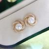 Natural Freshwater Pearl Earrings, French Retro Bird's Nest Classic Style, Exquisite and High-end Jewelry, Women's Jewelry