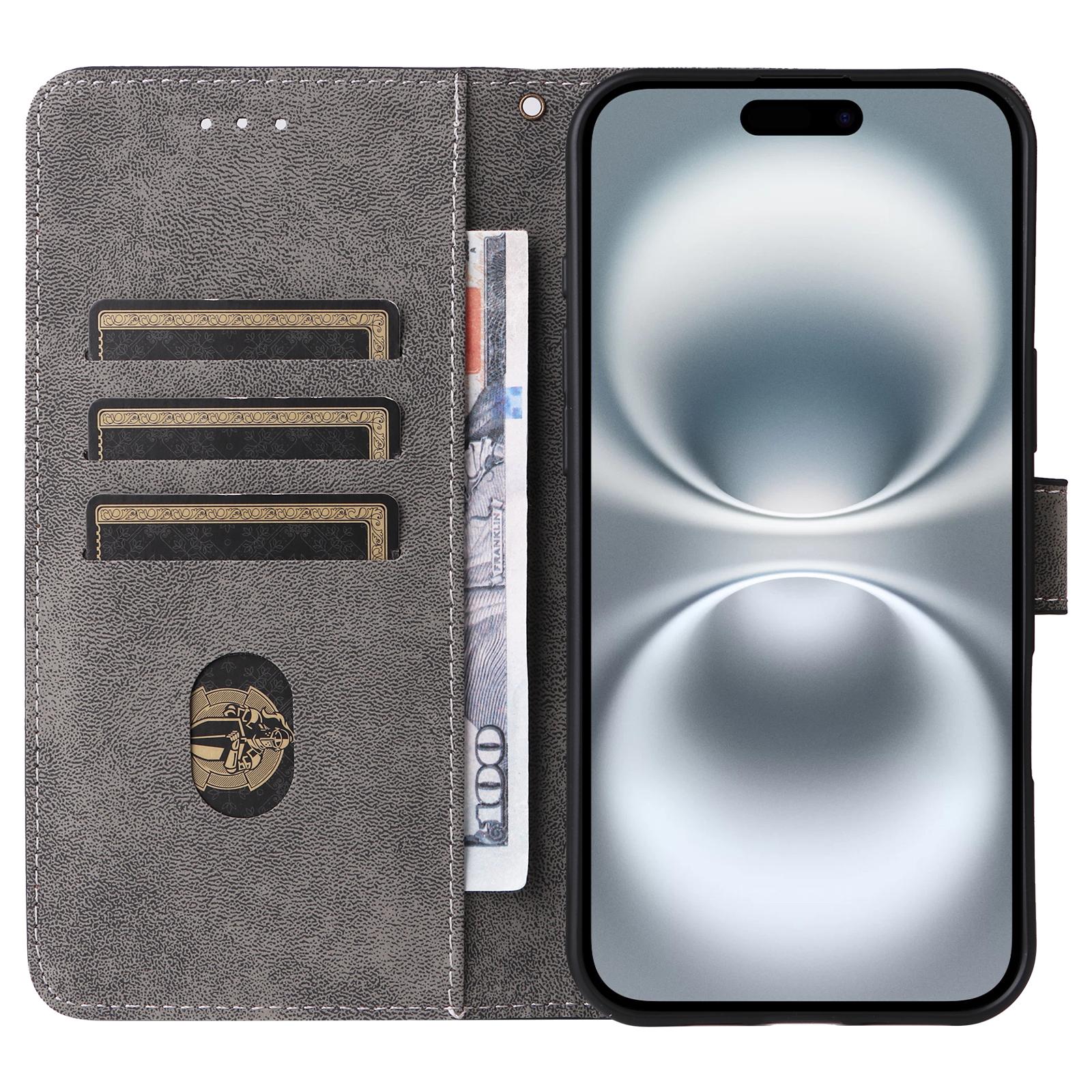 

For iPhone 16 Wallet Case RFID Blocking PU Leather Cover Stand View Black