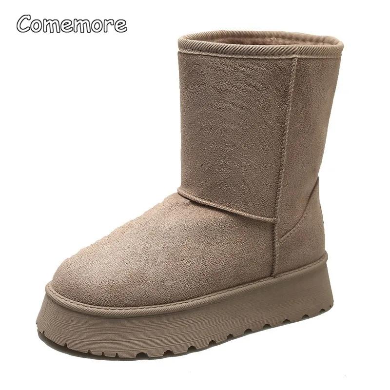 

trend Comemore Women Australia Boots Winter Warm shoes booties Female footwear fur platform Padded round toe Fluffy 2024 Snow Boots 41