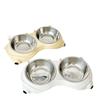 Nakloněná nerezová kočičí miska: Dvoumiskový design proti rozlití s ochranou krku pro krmení a pití
