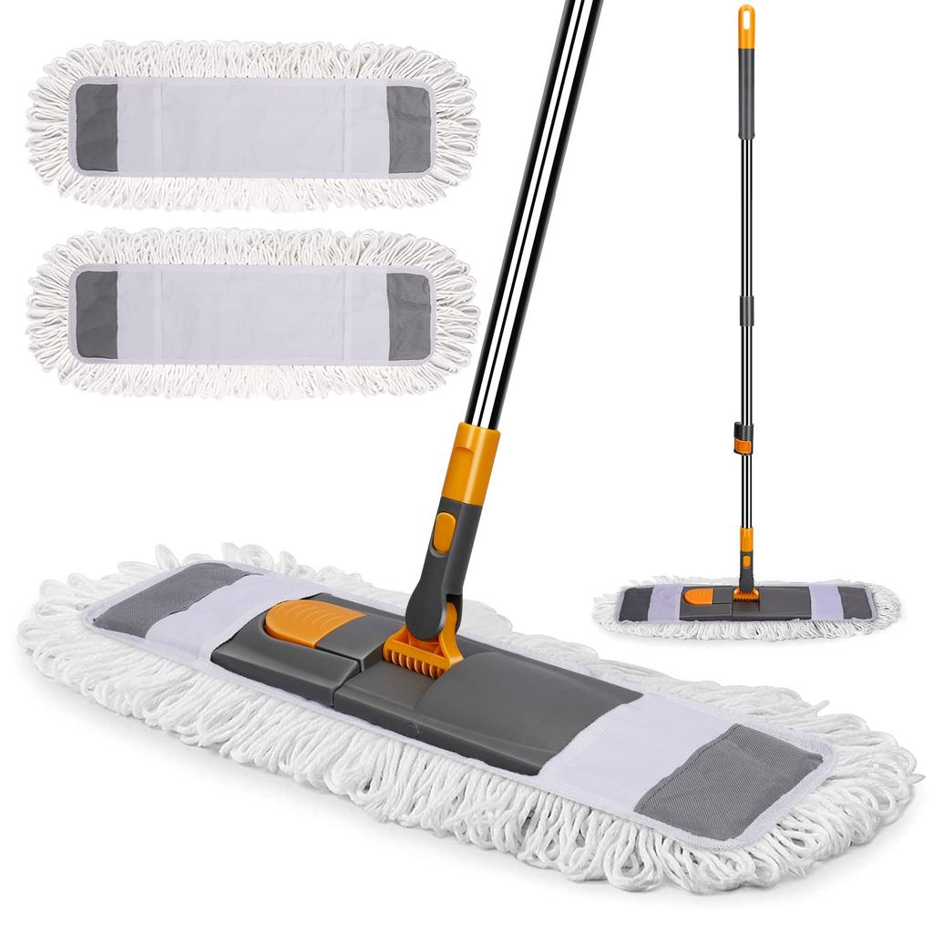 ZNM Gulvmopp Leveres med 2 erstatningsmikrofiber for våt og tørr Justerbar 360 graders mikrofibermopp for rengjøring av hjem og kjøkken Mopp, Vinduvisker,