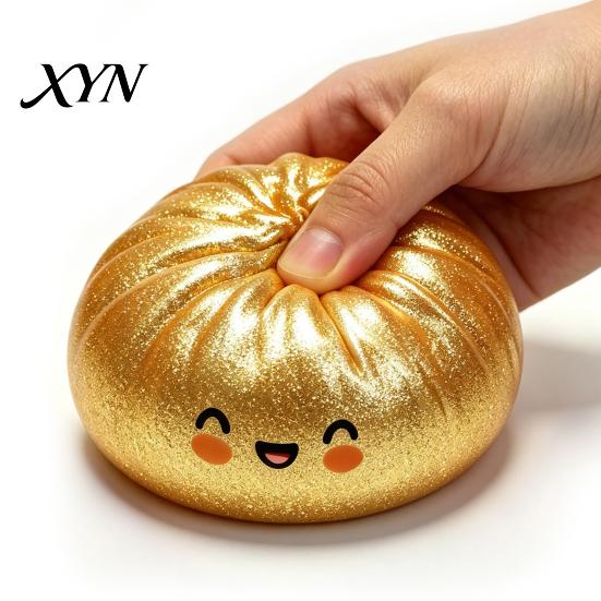 Soft Tactile Toy Steamed Bun Stress Ball, TPR Dumpling Squeeze Hand Therapy with Mini Inside, Slow Rising Fidget for Adults Relaxation