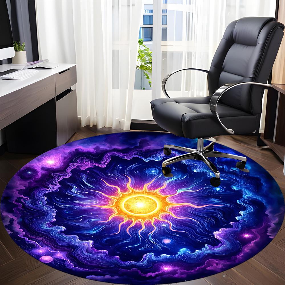 1pc Cosmic Mandala Carpet for Office Non-Slip, Round Carpet, Soft & Comfortable, Carpet for Office, Lightweight Round Floor Mat