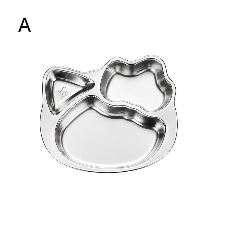 Детская тарелка из нержавеющей стали Мультяшный кот Ланч-бокс Детская креативная тарелка для фастфуда Детский сад Раздельная тарелка для риса Ланч-бокс