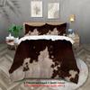 3pcs Duvet Cover Set Printed with Plush Cow Pattern,brown Grey Splicing,for Bedroom and Hotel,essential for Animal Enthusiasts