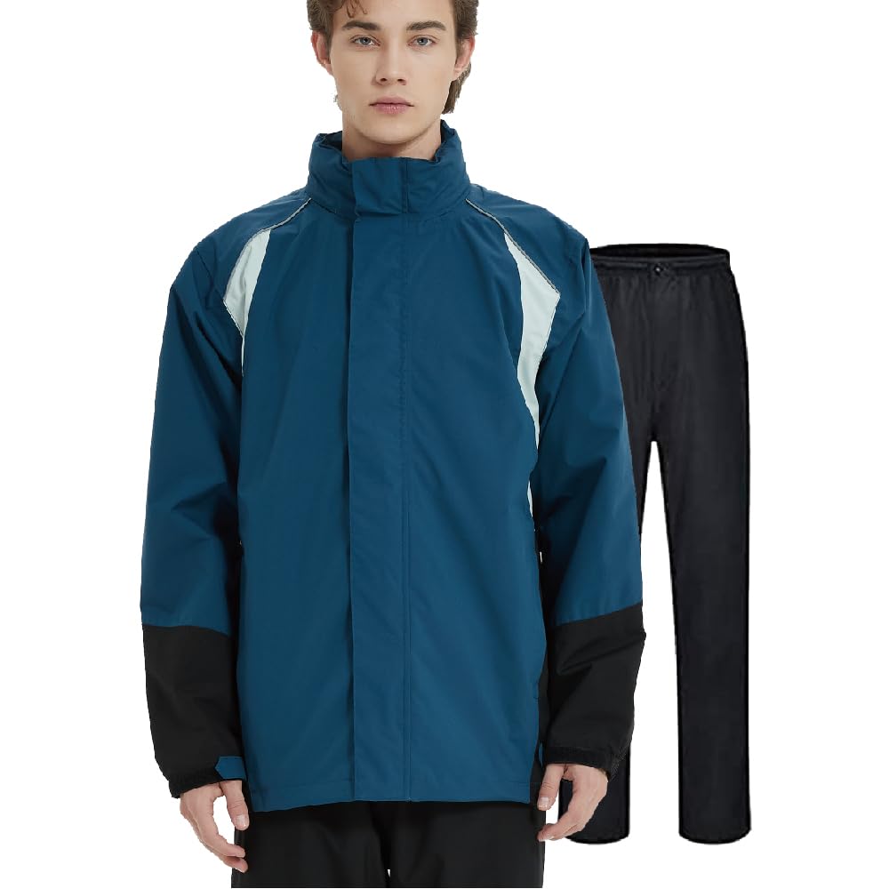 [TopKylin] Men's Waterproof Rain Suit, Breathable Windproof Jacket & Pants Set for Golf, Outdoor, Cycling, Fishing, Work, Commuting, Size 2XL