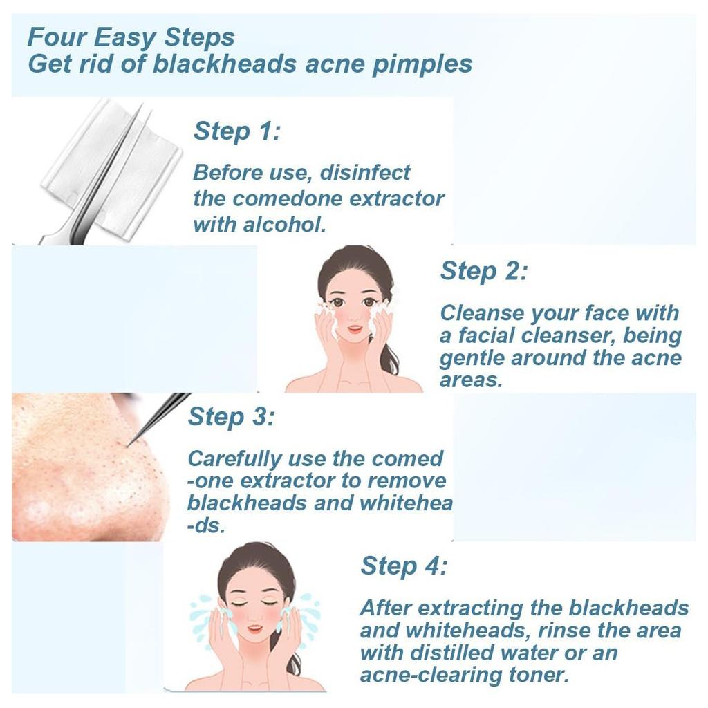 Sada nástrojů na odstranění černých teček z nerezové oceli, kvalitní extrakce černých teček / bílých teček / MI2 / odstraňovač pupínků na obličej