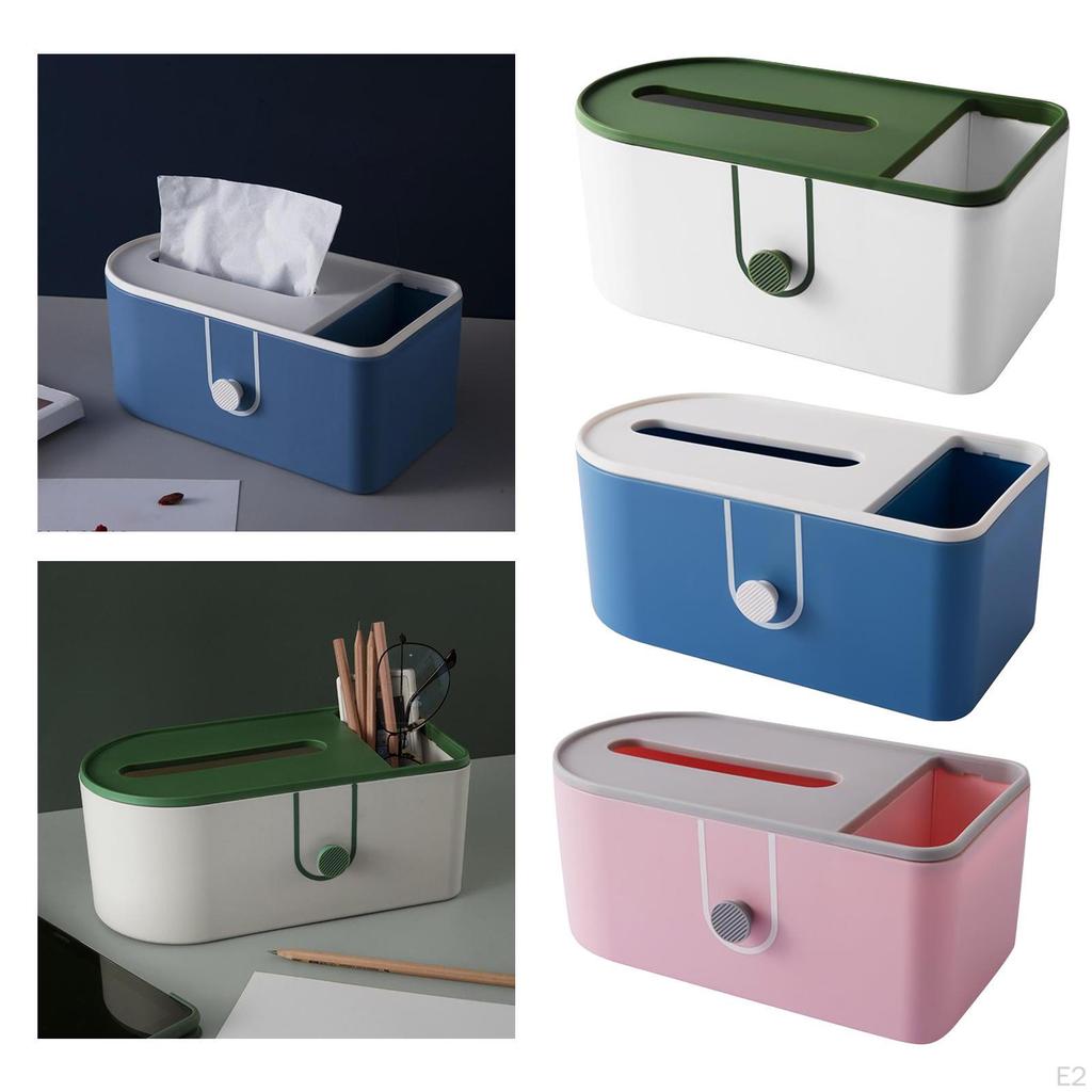 Multi-functional Tissue Box with Compartment Desktop Storage Organizer Case