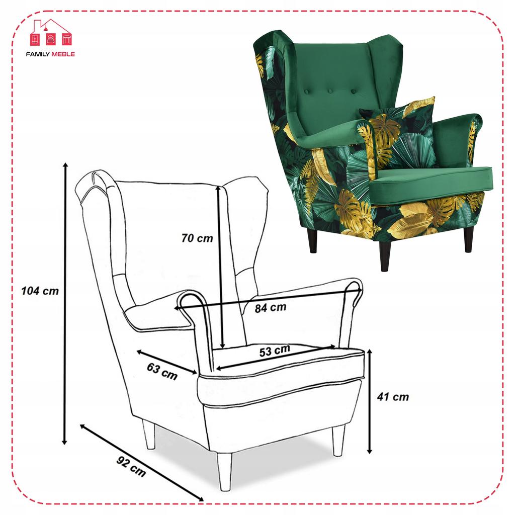 Ari Print Duo Scandinavian Wing Chair Family Furniture Green Velvet