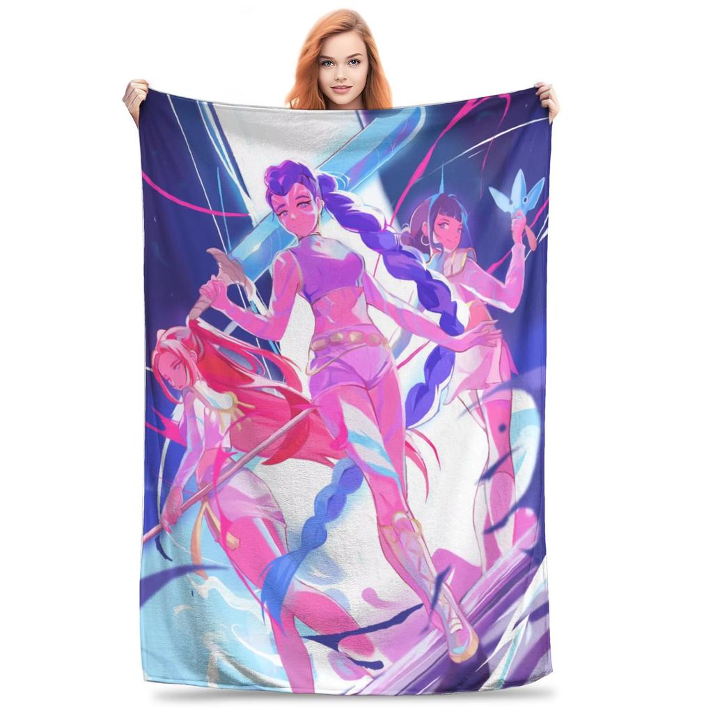 Kpop Demon Hunters Huntrix Plush Blanket Students Flannel Throw For Couch Chair Sofa Bed Super Warm Quality Bedspread