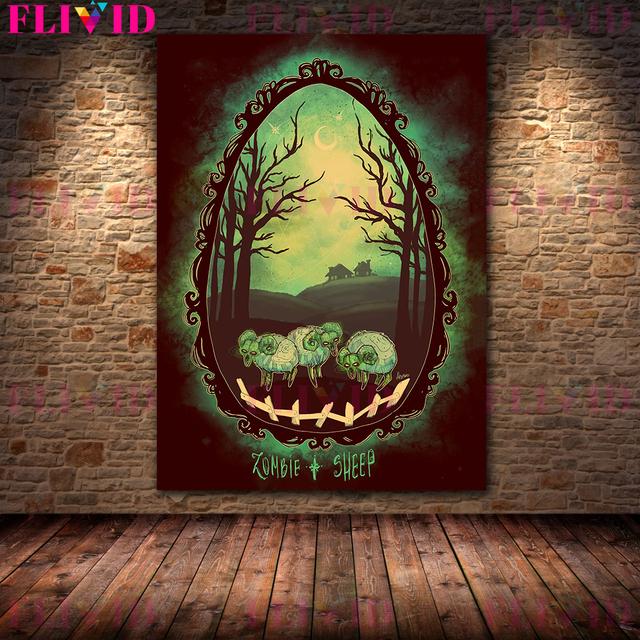 Gothic Dark Terror Girl Art Print Heavy Metal Style Witch Castle Wall Art Canvas Painting Decoration Poster