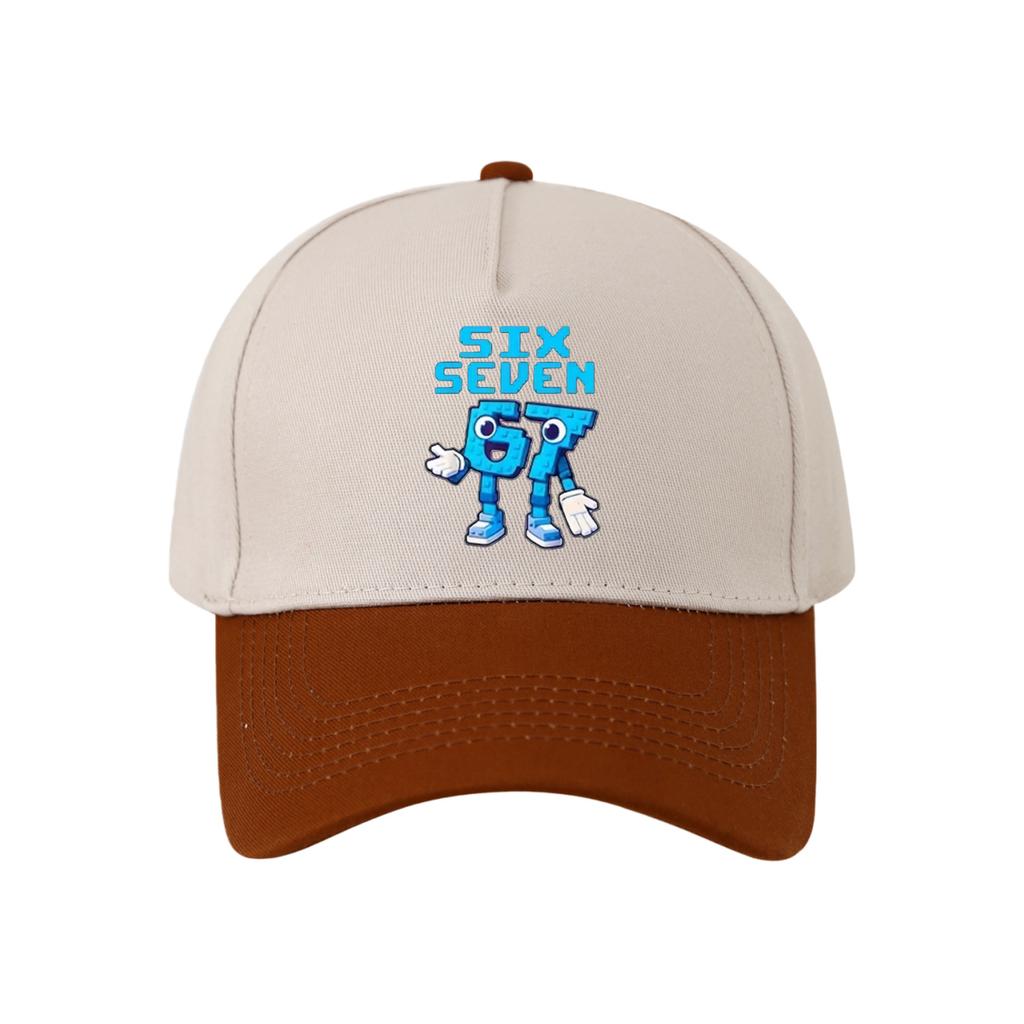 Retro Color Blocked Baseball Cap,Unisex 67 Six Seven   Breathable and Versatile Sun Shading Duckbill Cap