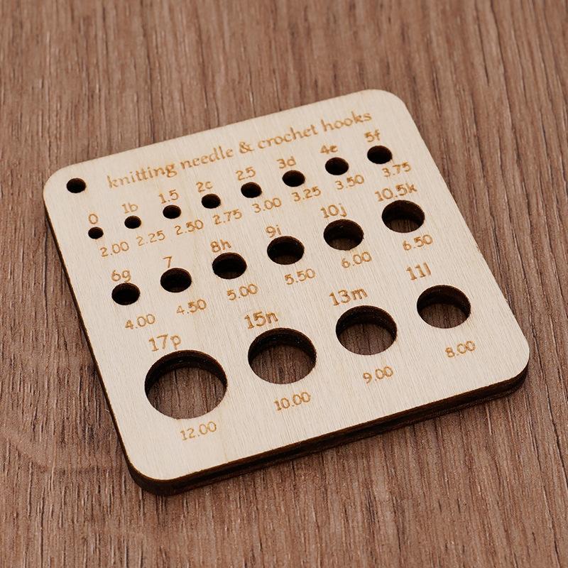 Pengukur Jarum Rajut Kayu Pengukur Jarum Jahit Persegi Alat Rajut dan Jahit