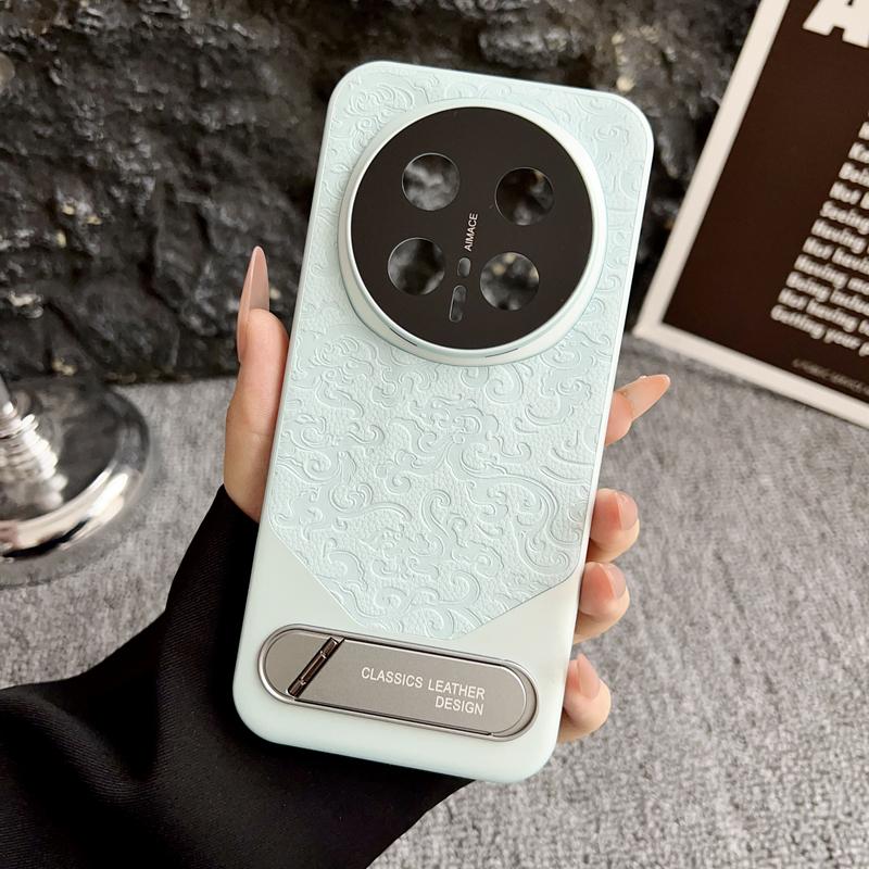 

For Magic 6 7 8 Pro Embossed Dragon Pattern Leather Invisible Metal Kickstand Anti-Fingerprint Comfortable Grip Cover Honor Magic6 Pro