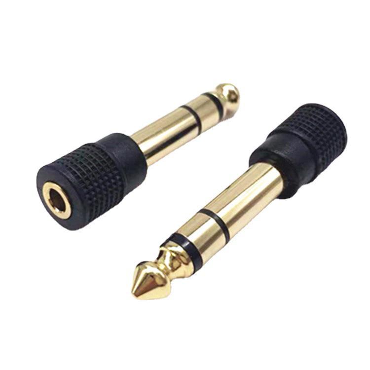 Gold-Plated Copper Audio Adapter: 3.5mm Female to 6.35mm Male, Mic Converter