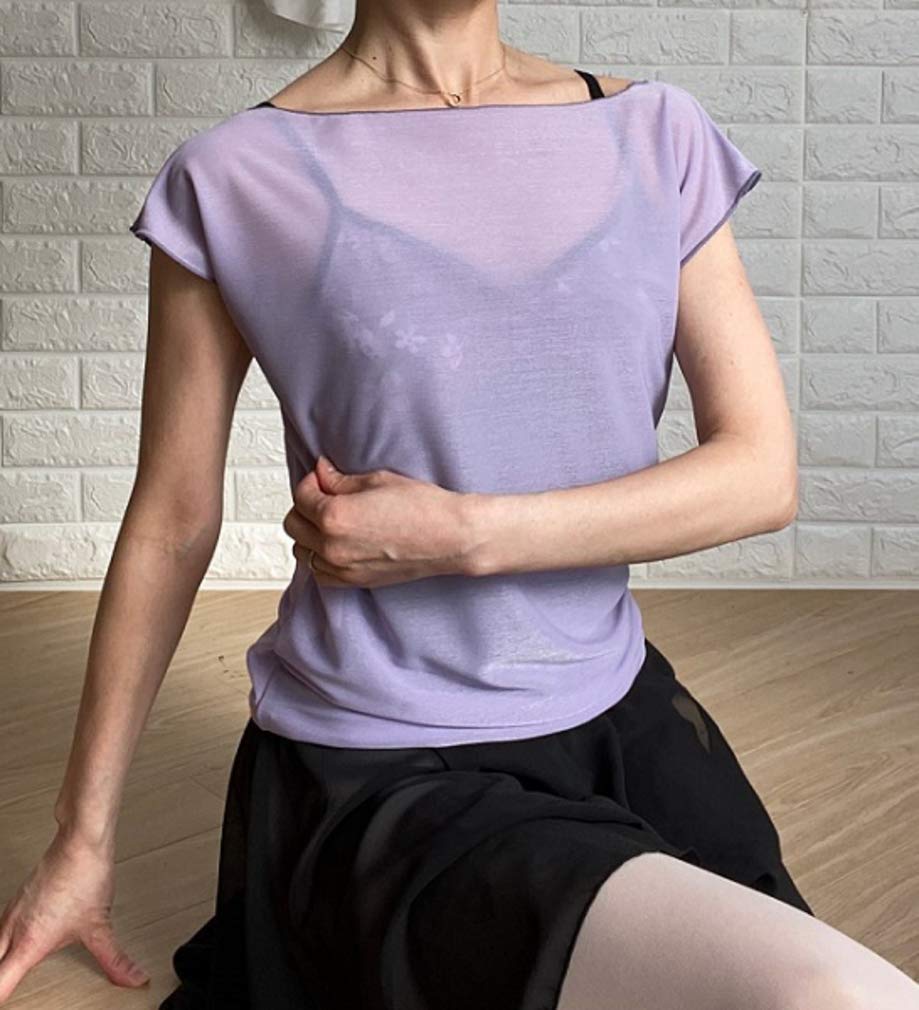 Ballet Specialty Store Mignon Ballet Tops Short Sleeve French Sleeve Made In Japan Lavender Top with Beautiful Drape Lines for a Soft Look T-Shirt