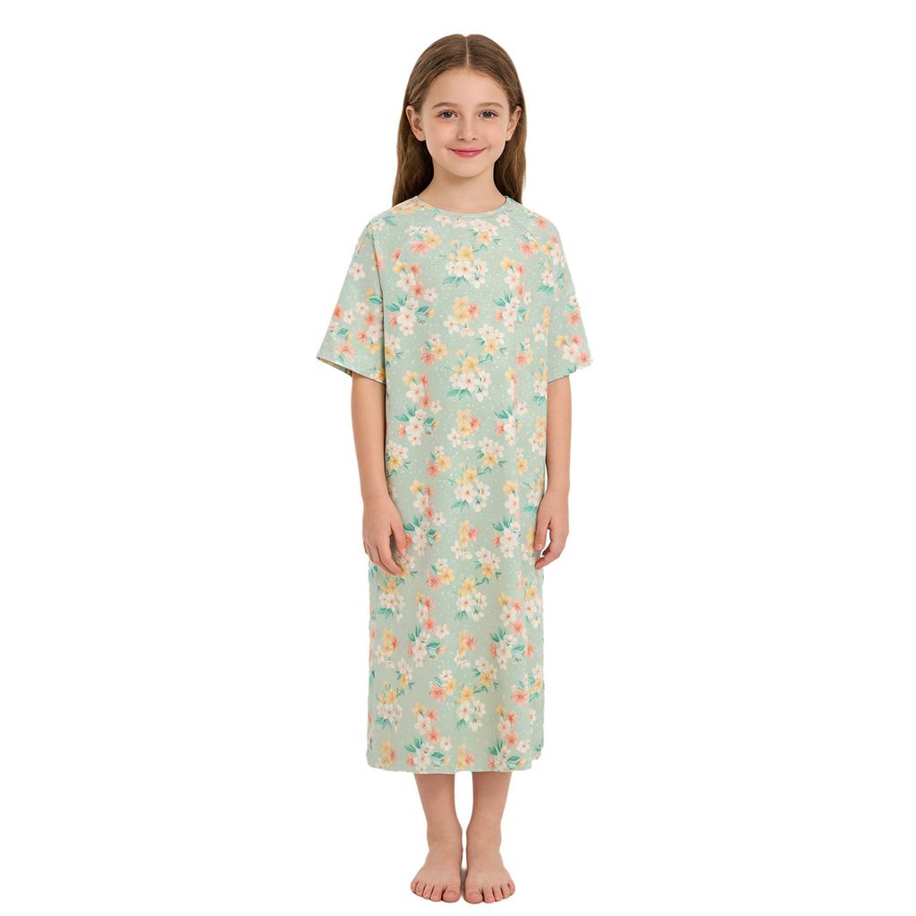 Meisjes Pediatrische Patiënt Gown Drukknop Korte Mouw Opening aan de Achterkant Zelf Vast te Knopen Schattig Geprint Ziekenhuis Kleding voor Kinderen