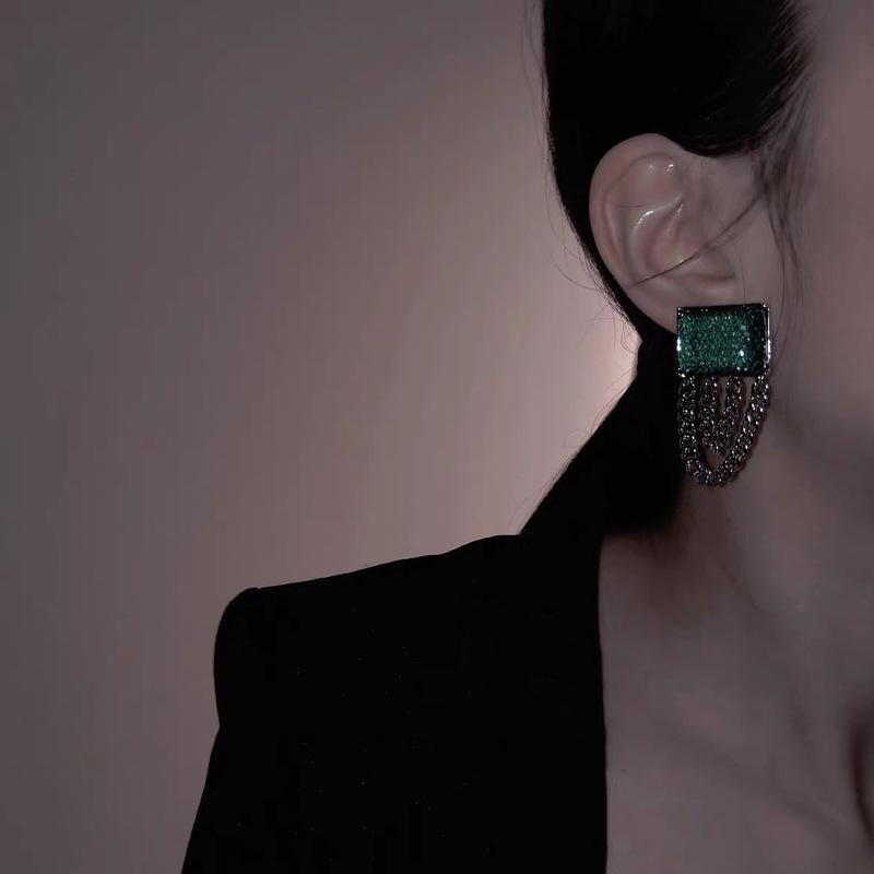 Autumn/Winter 2025 Trendy Checkered Mosaic Earrings for Women